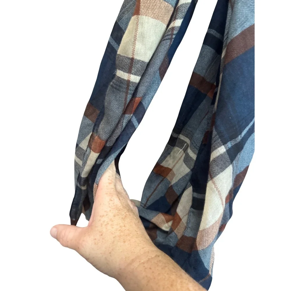 Unbranded Plaid‎ Infinity Scarf Womens OS Blue Brown Excellent Checkered Loop
